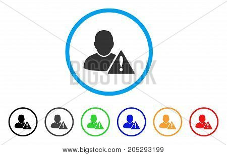 User Error rounded icon. Style is a flat user error grey symbol inside light blue circle with black, gray, green, blue, red, orange versions. Vector designed for web and software interfaces.