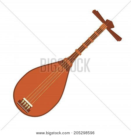 Vector illustration national musical instrument biwa. Music festival icon or vector emblem of live concert. Ethnic or folk music fest