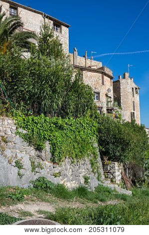 View of Tourrettes-sur-Loup a medieval village in the Alpes-Maritimes department in southeastern France