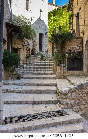 Street of Tourrettes-sur-Loup a medieval village in the Alpes-Maritimes department in southeastern France