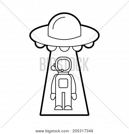 austronaut abducted by ufo science fiction vector illustration