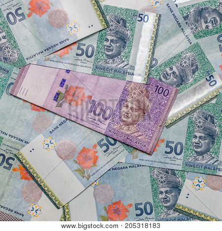 Malaysian Ringgit Currency On Pattern Background