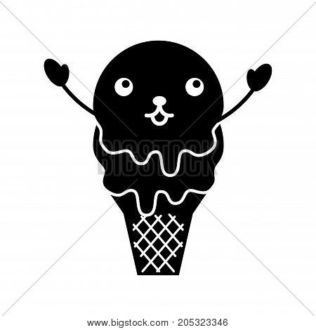 kawaii sweet ice cream cold flavor fresh tasty vector illustration