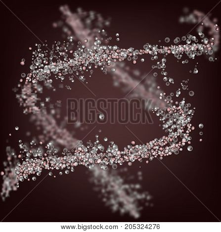 DNA sequence glitter shiny vector illustration. Science molecule structure backgroundbackground. Vector