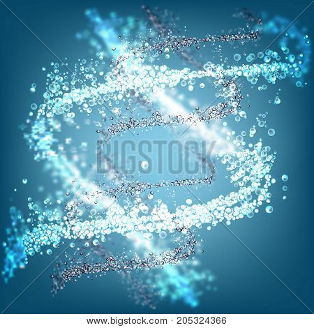 DNA sequence glitter shiny vector illustration. Science molecule structure backgroundbackground. Vector