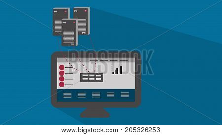 a Server and Desktop with shadow vector