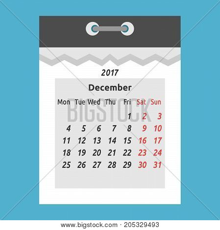 Tear-off Calendar, December 2017