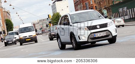 Copenhagen Denmark - August 24 2017: Traffic on the H. C. Andersens Boulevard in downtown Copenhagen near the central station.
