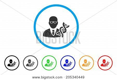 Geneticist rounded icon. Style is a flat geneticist gray symbol inside light blue circle with black, gray, green, blue, red, orange versions. Vector designed for web and software interfaces.