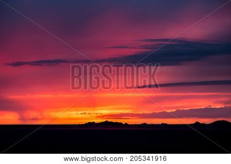 Iles Sanguinaires Silhouetted Against A Dramatic Orange Sunset