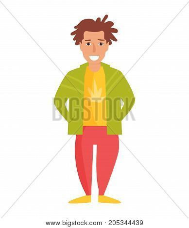 Rastaman. Vector. Cartoon. Isolated art on white background Flat