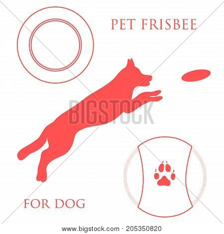 Silhouette Of Jumping Dog And Frisbee.
