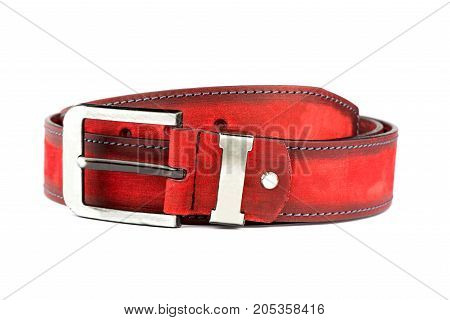 belt for jeans, a red belt, a belt on a white background