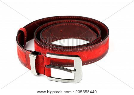 belt for jeans, a red belt, a belt on a white background