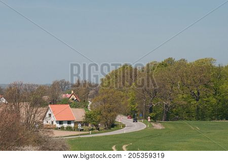Danish farmhouse near Praestoe on a spring day