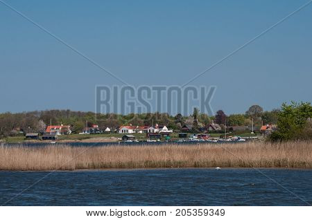 Town of Praestoe in Denmark on a bright day