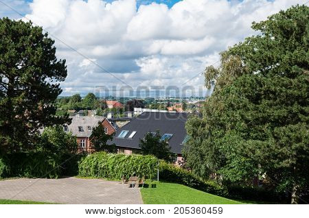 city of Naestved in Denmark on a cloudy day