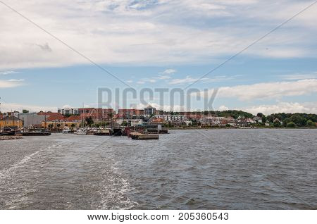 harbor of Holbaek town in Denmark on a summer day