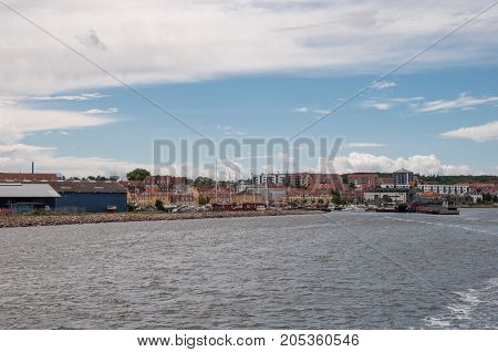 harbor of Holbaek city in Denmark on a summer day