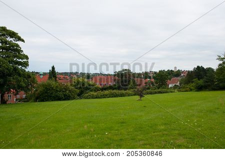 City of Naestved in Denmark on a cloudy day