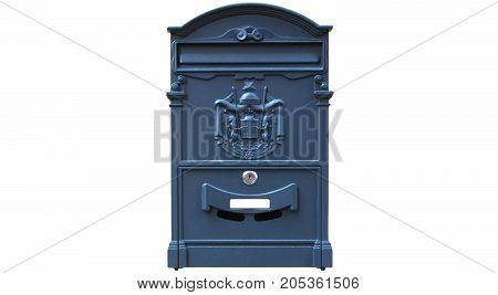 A Blue mailbox isolated on white background