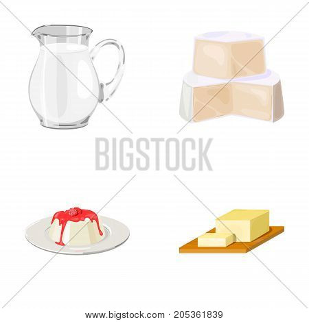 Milk, Calcium, Product, Food .Milk product and sweet set collection icons in cartoon style vector symbol stock illustration .