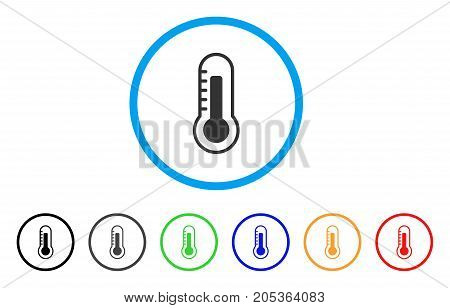 Thermometer rounded icon. Style is a flat thermometer grey symbol inside light blue circle with black, gray, green, blue, red, orange color versions. Vector designed for web and software interfaces.