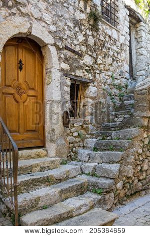 TOURRETTES-SUR-LOUP FRANCE - APRIL 25 2016: Street of Tourrettes-sur-Loup a medieval village in the Alpes-Maritimes department in southeastern France