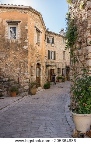 Street of Tourrettes-sur-Loup a medieval village in the Alpes-Maritimes department in southeastern France