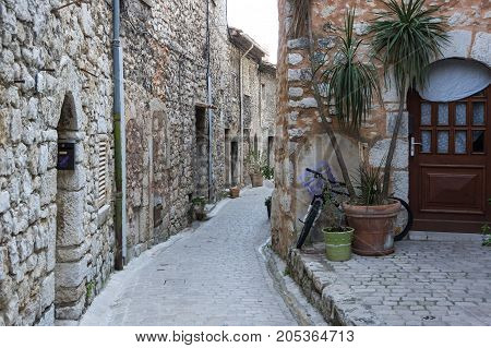 Street of Tourrettes-sur-Loup a medieval village in the Alpes-Maritimes department in southeastern France