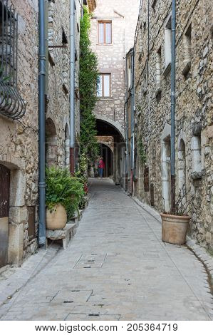 Street of Tourrettes-sur-Loup a medieval village in the Alpes-Maritimes department in southeastern France