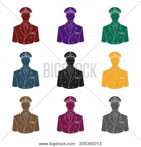 Pilot.Professions single icon in black style vector symbol stock illustration .