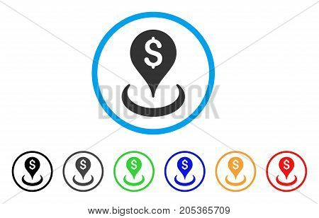 Geo Targeting rounded icon. Style is a flat geo targeting grey symbol inside light blue circle with black, gray, green, blue, red, orange versions. Vector designed for web and software interfaces.