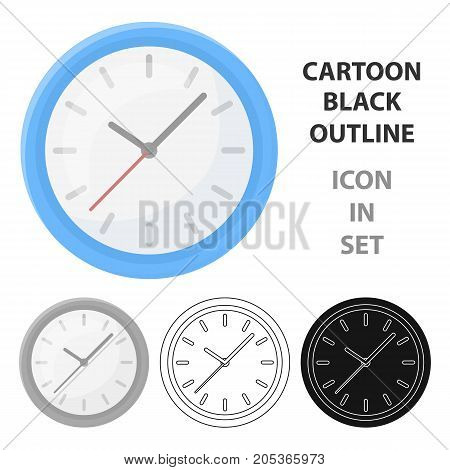 Office clock icon in cartoon style isolated on white background. Office furniture and interior symbol vector illustration.