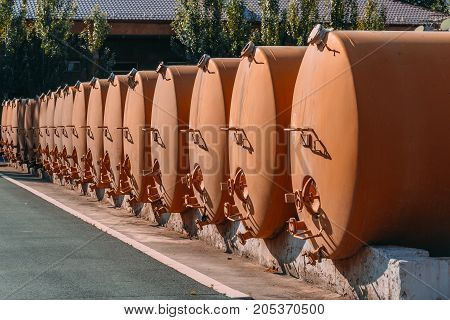 the prospect of large metal barrels at the factory