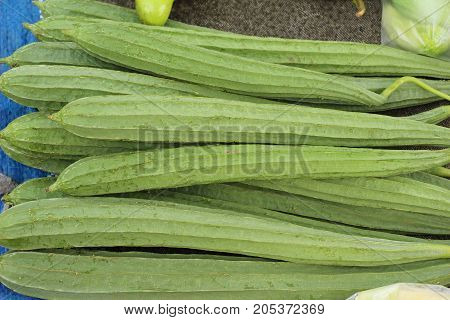 Fresh luffa acutangula for cooking in market