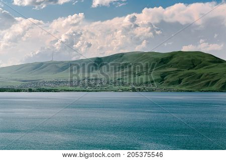 Lake Sevan, Armenia. horizontal shot in the afternoon