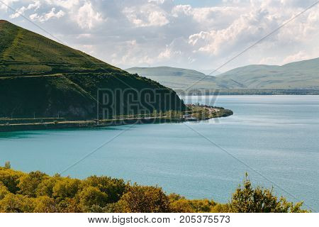 Lake Sevan, Armenia. horizontal shot in the afternoon