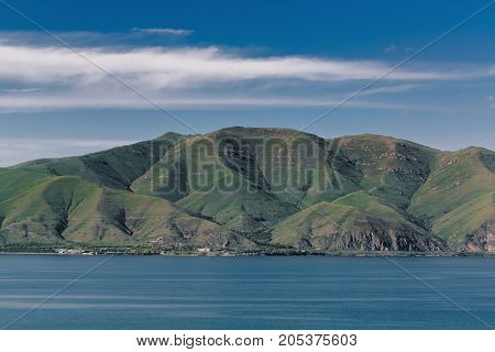Lake Sevan, Armenia. horizontal shot in the afternoon
