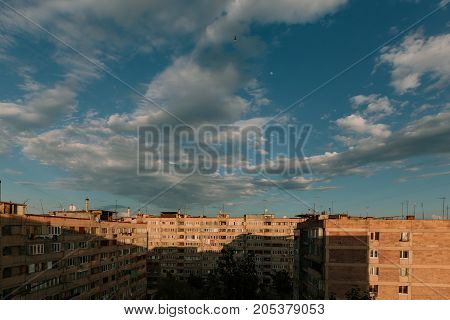 Old high-rise buildings in Yerevan, Armenia. horizontal shot