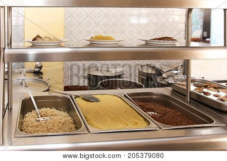Dining room in armiyu. What to eat military. Real photo from the army, about the life of soldiers.
Food military. Lunch a soldier in the army.