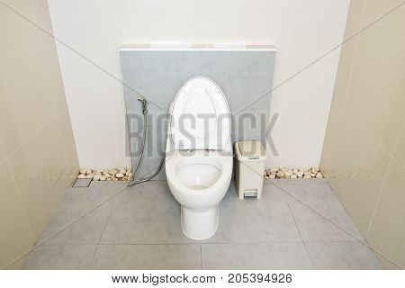 White sanitary ware in clean toilet. Clean toilet for good health.