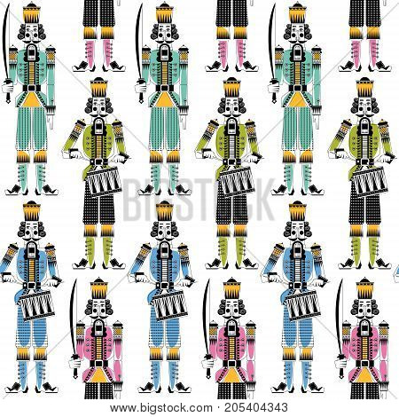 Сhristmas Nutcrackers. Seamless background pattern. Vector illustration.