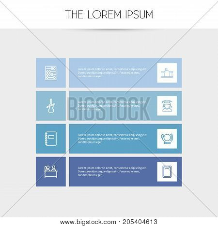 Set Of 8 Editable Science Outline Icons. Includes Symbols Such As Classbook, Children, School And More