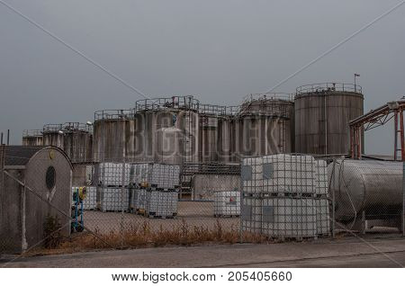 Asphalt factory in town of Koege in Denmark