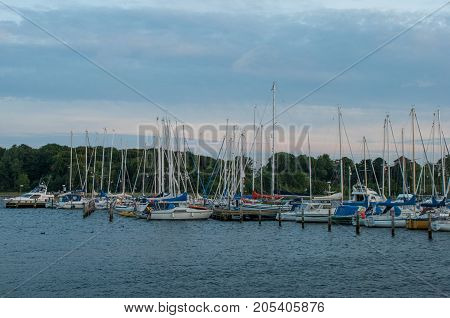 boats in Vordingborg harbor in Denmark on a beautiful evening