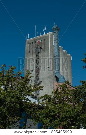 a grain silo in korsor in Denmark