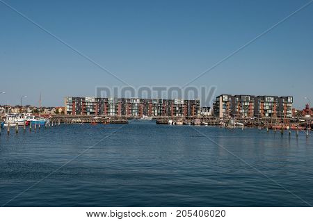 Korsoer harbor in Denmark on a sunny day