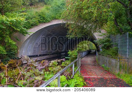 tunnel under the railway near Ringsted in Denmark
