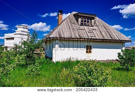 Krasnodar RUSSIA - July 20 2016: Traditional russian house (izba).